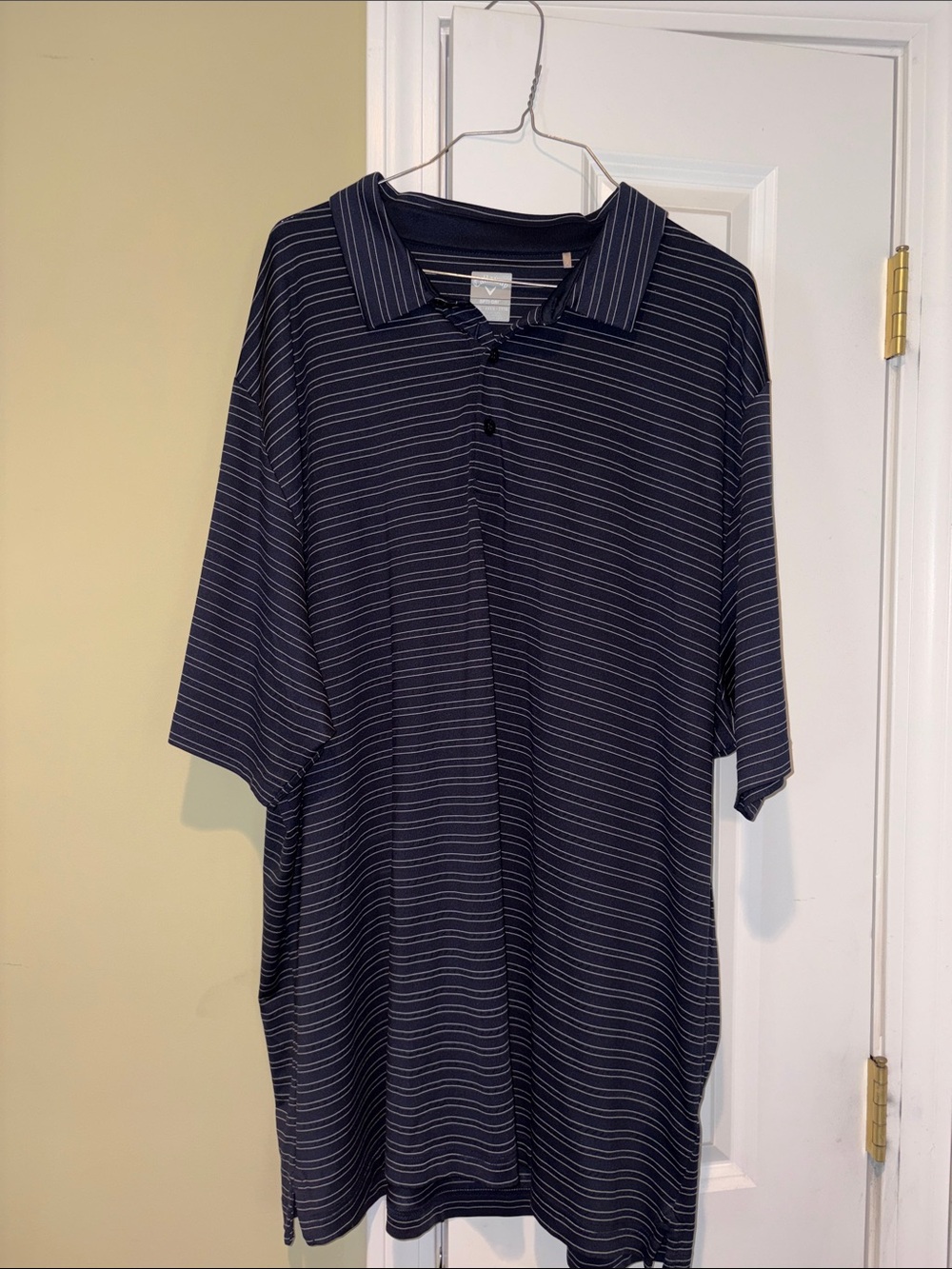 Callaway Navy with White Pinstripe Performance Polo